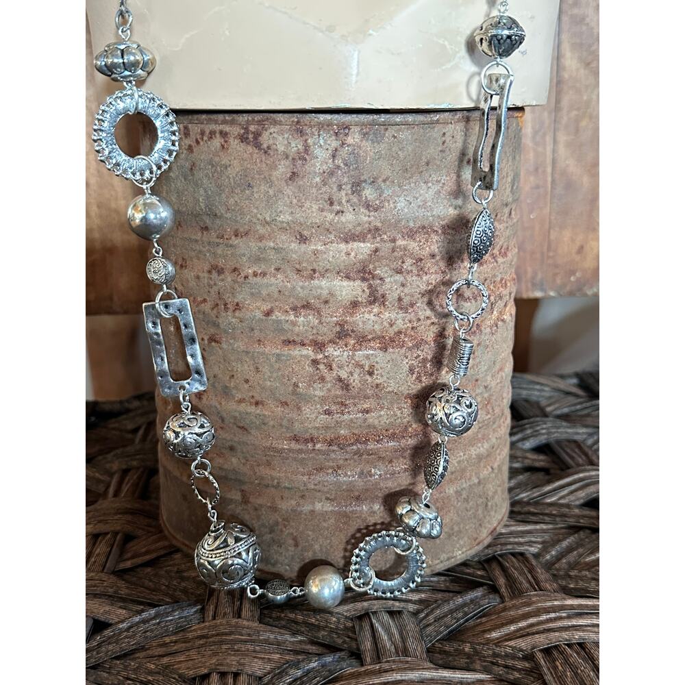Vintage Chunky Silver Chain Statement Necklace